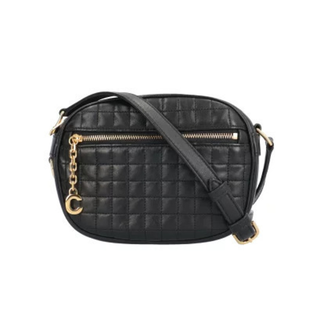 Celine C Charm Camera Bag Shoulder Leather Black